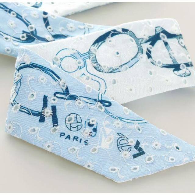 エルメス HERMES ツイリーシルクリボン H853951S ブルー シルク100％ スカーフ 未使用 ツイリー_1