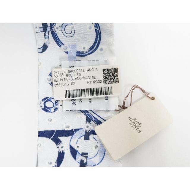 エルメス HERMES ツイリーシルクリボン H853951S ブルー シルク100％ スカーフ 未使用 ツイリー_5