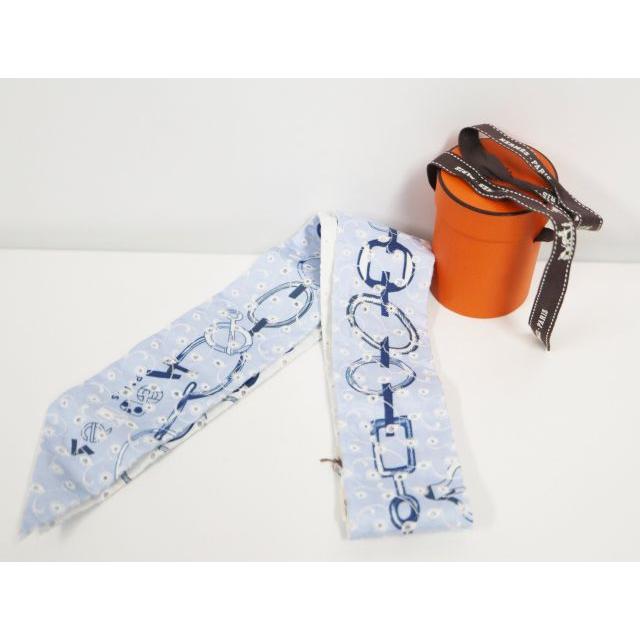 エルメス HERMES ツイリーシルクリボン H853951S ブルー シルク100％ スカーフ 未使用 ツイリー_6