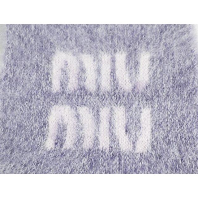 MIUMIU ミュウミュウ マフラー 5FS062 2CQD パープル モヘアブレンド ロゴ フリンジ 美品 【中古】 小物_1