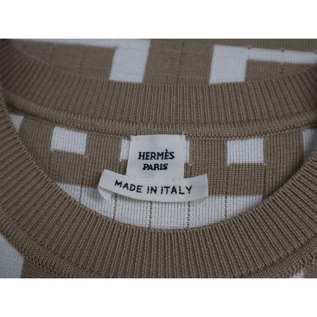 エルメス HERMES モザイクモチーフ 4E2536DJ ノースリーブ ワンピース サイズ36 ベージュ 極上美品 【中古】 ドレス_2