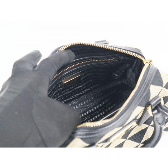 PRADA（プラダ） シンボル エンブロイダリー 1BB846 ブラック×ベージュ 