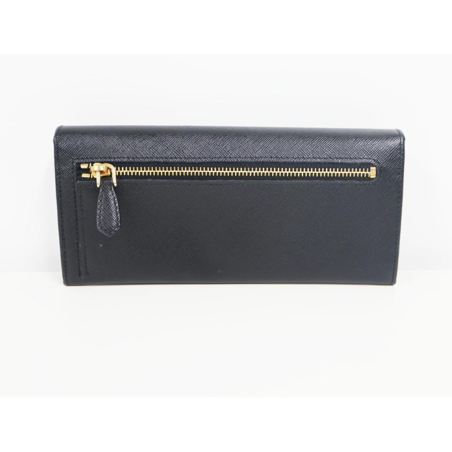 PRADA プラダ サフィアーノレザー 2つ折り長財布 フラップ　 箱付き PRADA 二つ折り長財布 サフィアーノレザー ブラック 1M1132