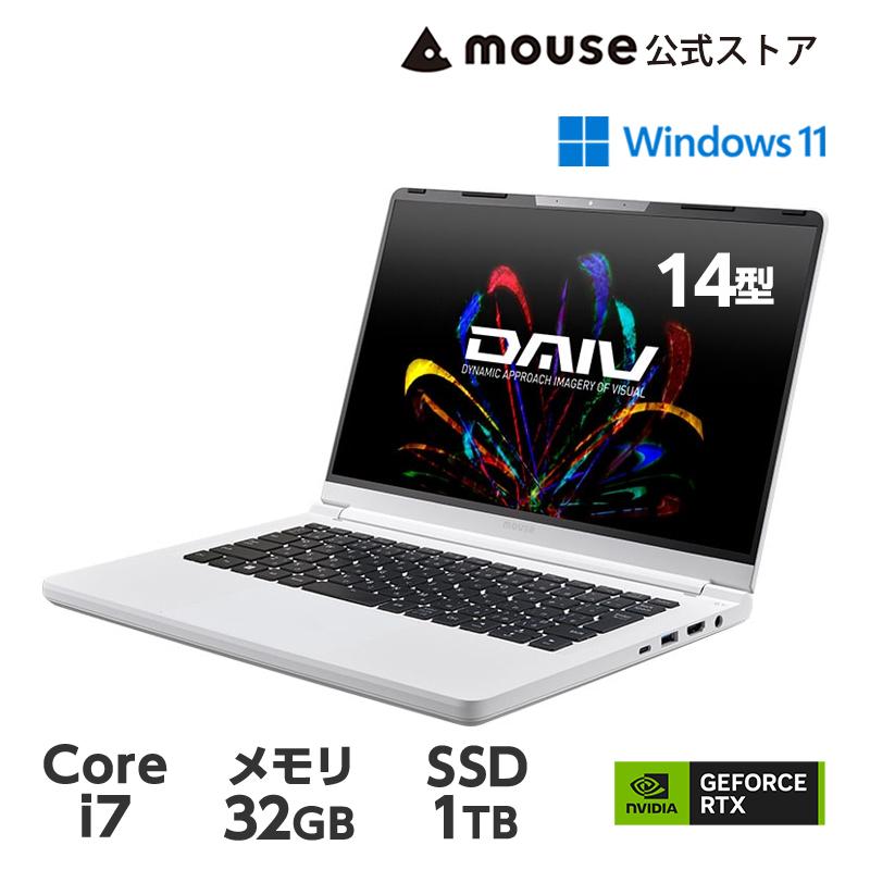 ノートパソコン WPS Office搭載 DAIV R4-I7G50WT-B（32GB メモリ搭載）クリエイターPC 14型 フルHD Core i7-13620H 1TB M.2 SSD GeForce RTX4050 新品 爆買