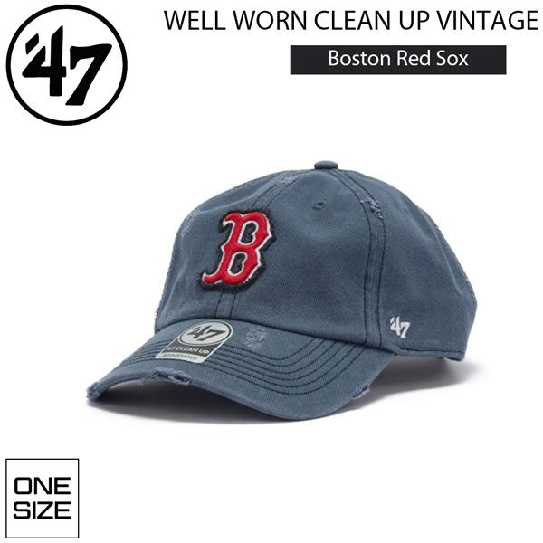 47ブランド キャップ 47Brand WELL WORN CLEAN UP ヴィンテージ ボストン・レッドソックス ラステッドネイビー 帽子 | ブランド登録なし | 01