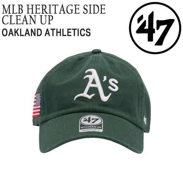47ブランド キャップ 47Brand MLB HERITAGE SIDE CLEAN UP 星条旗 オークランド・アスレチックス ダークグリーン 帽子 | 47 | 01
