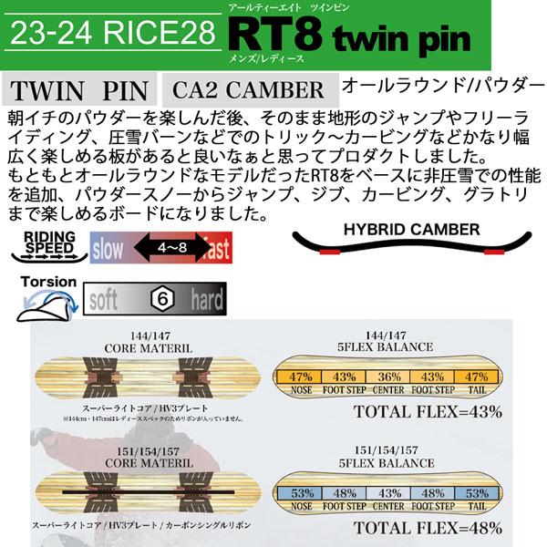 スノーボード 板 23-24 RICE28 ライス28 RT8 TWIN PIN アールティ8ツインピン 23-24-BO-R28｜move-select｜05