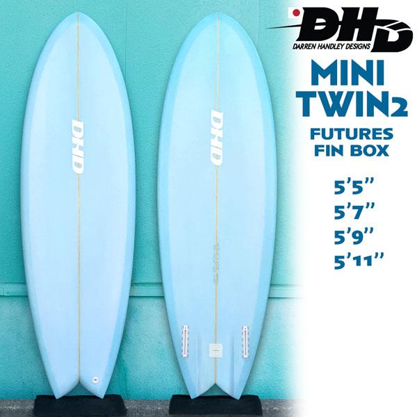 DHD サーフボード ツインフィン DHD MINI TWIN2 PU BLUE TINT FUTURES