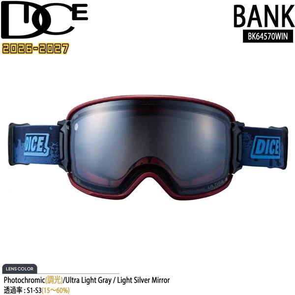 DICE新品BANKゴーグル 調光MITブラック人気モデル 26%OFFダイス DICE（ダイス） 予約 26-27 DICE BANK バンク BK64570 WIN 調光×ULTRA