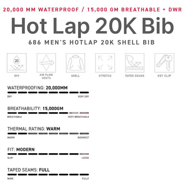 爆買 スノーボード ウェア 24-25 686 SIXEIGHTSIX シックスエイトシックス 20K HOT LAP SHELL BIB 24-25-PT-686 | 686 | 04