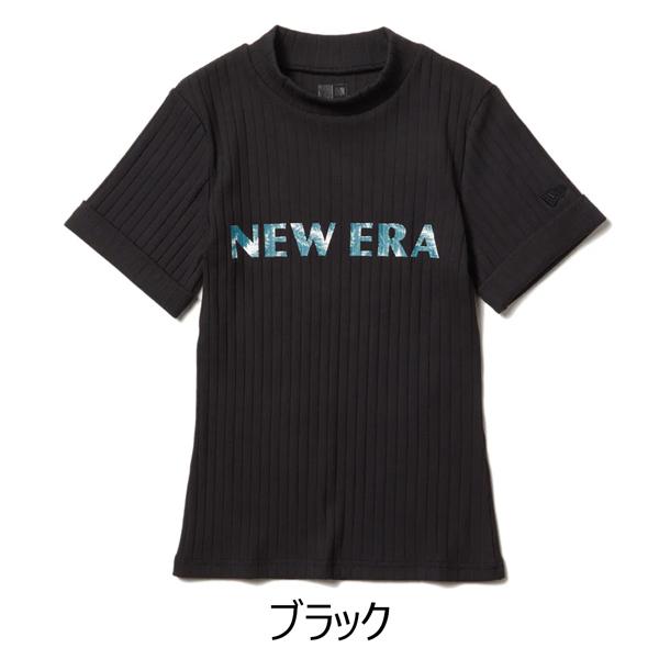 ニューエラ レディース ゴルフ ウェア シャツ NEW ERA 半袖 RIB ミッドネックTシャツ ブラック GOLF 女性 綿 ポリウレタン メール便配送 | NEW ERA | 05