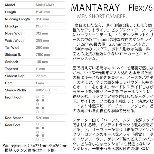 【限定品】 スノーボード 板 22-23 GENTEM STICK ゲンテンスティック MANTARAY 154 マンタレイ 22-23-BO-GTS 【BCD1833736964】(65637円)