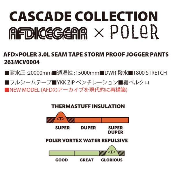 予約 26-27 POLER ポーラー AFD×POLER 3.0L SEAM TAPE STORM PROOF JOGGER PANTS シームテープ ストームプルーフ ジョガーパンツ 26-27-PT-PLR | POLeR | 04