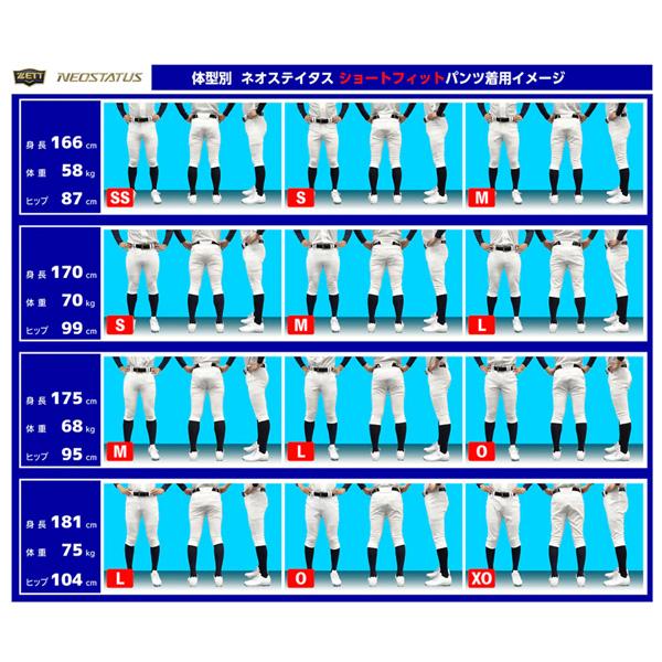 ゼット 野球 ZETT ユニフォーム ショートフィットパンツ ストレッチ ネオステイタス 公式試合対応 ベースボール | ゼット | 16