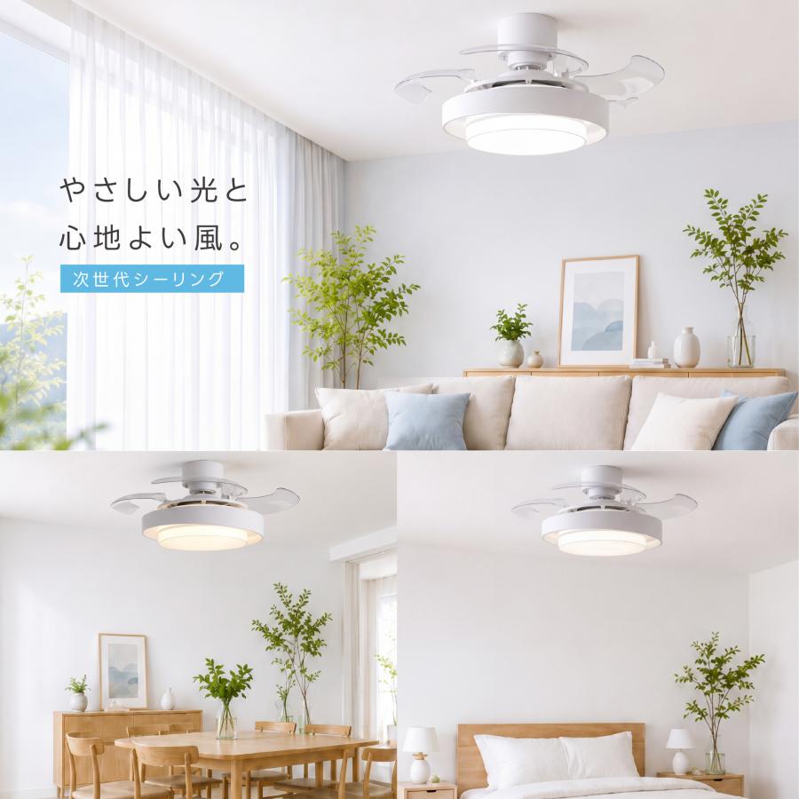 シーリングファン シーリングライト ファン付 照明 led 電気 10畳 LEDシーリングライト 扇風機  リモコン 調光 調色 和室 洋室 空気循環 静音 ledcl-dp10-fwh_3