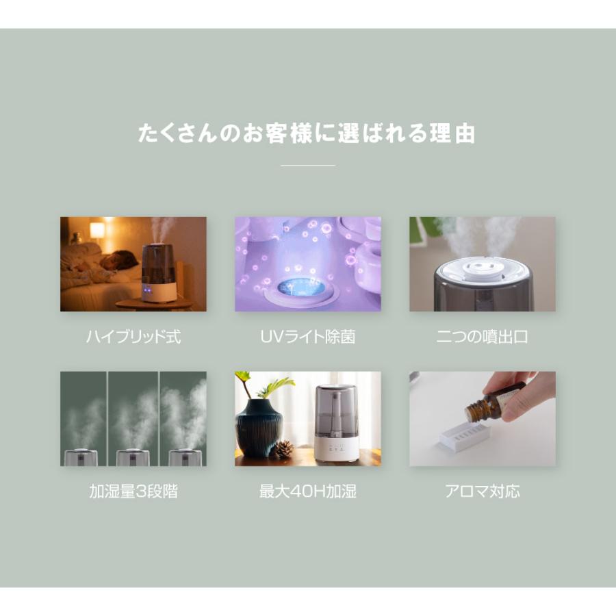 最新型 加湿器 超音波加湿器 UV除菌 3.8L 上部給水型 3段階調節 静音