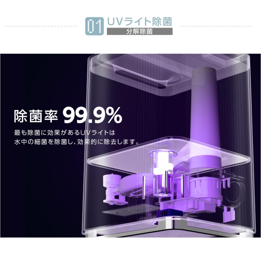 ハイブリッド加湿器 4重除菌 スチーム式 超音波 加湿器 UVライト