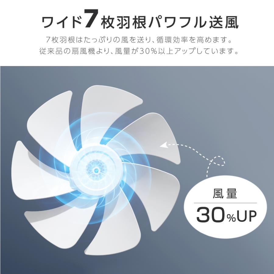 扇風機 サーキュレーター 7枚羽根 6段階風量調節 自動首振り