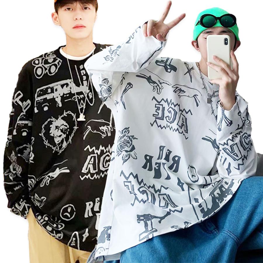 メンズファッション 韓国風 長袖 Tシャツ カットソー アメカジ 春夏秋冬 B系 ストリート系 スケーター かっこいい かわいい シャツ Men Lt0005 Mowmow 通販 Yahoo ショッピング