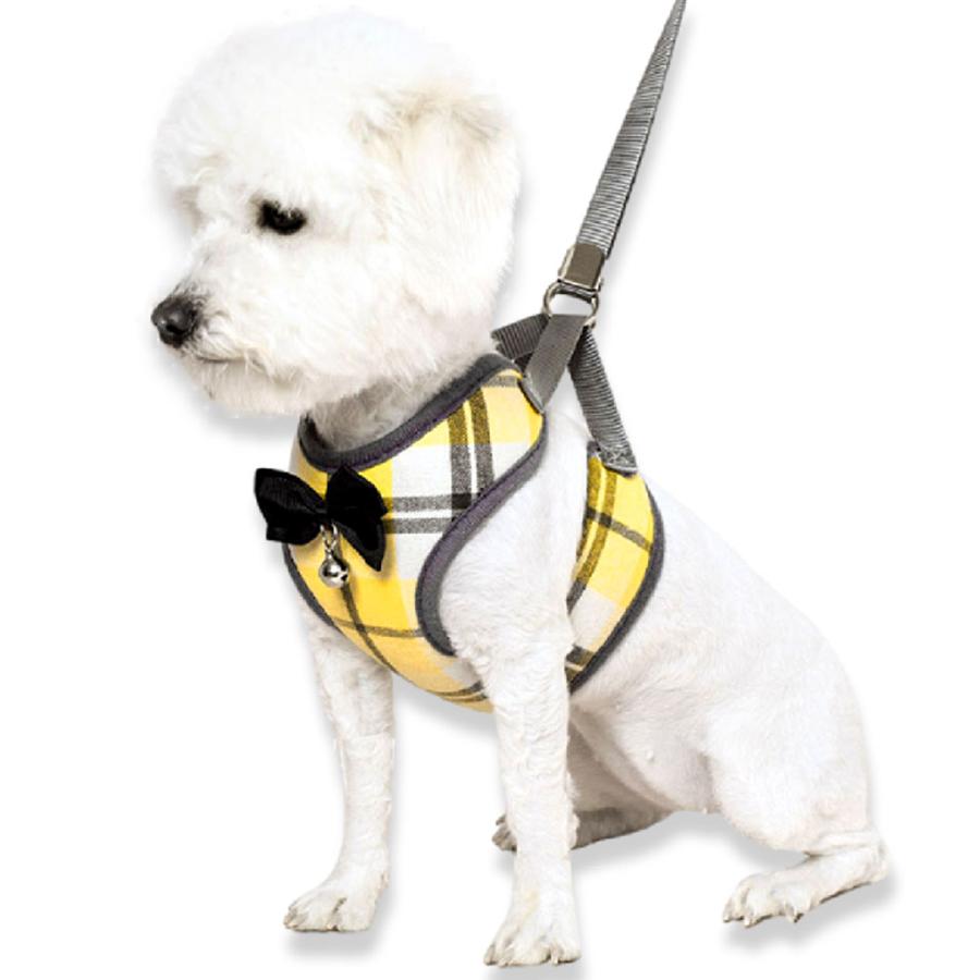 犬 ハーネス リード セット チェック かわいい ペット用品 犬服 猫服 かわいい 安全 脱げない 小型犬 中型犬 散歩 介護用 旅行 お出かけ  :dog-hn0018:mowmow G - 通販 - Yahoo!ショッピング
