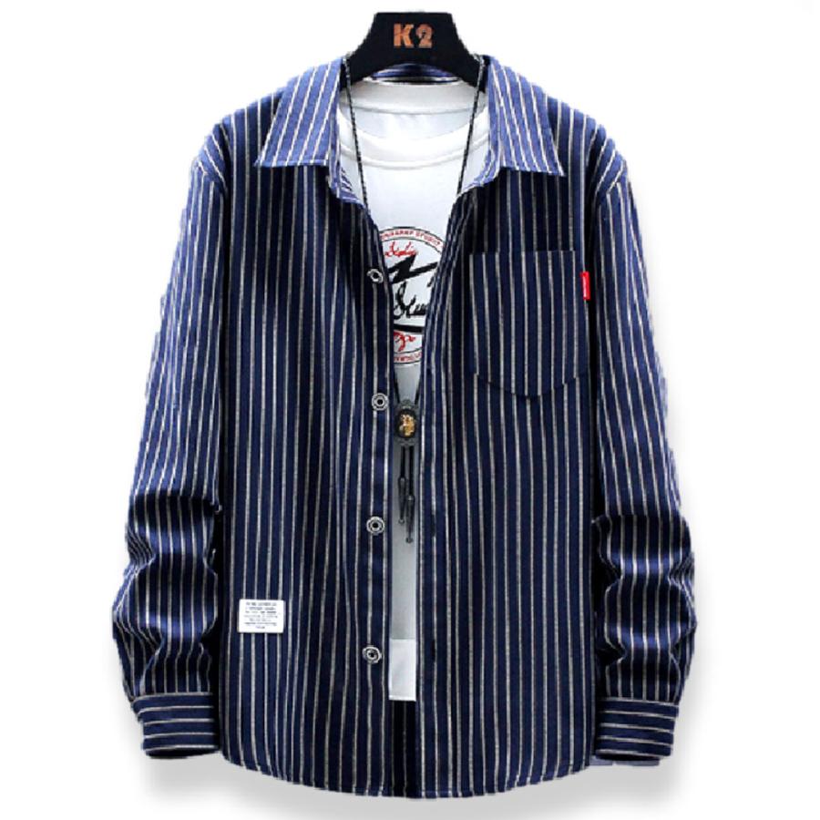 メンズ ファッション レディース 男女兼用 長袖 開襟 カッターシャツ ストライプシャツ フォーマル シャツ 春物 秋物 Men Ls0011 Mowmow G 通販 Yahoo ショッピング