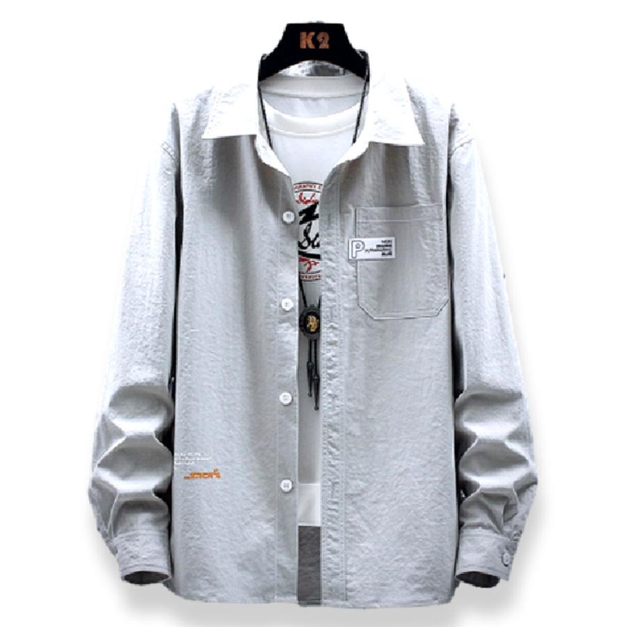 メンズ ファッション カジュアルシャツ レディース 男女兼用 長袖 開襟 カッターシャツ シンプル シャツ 春物 秋物 Men Ls0017 Mowmow G 通販 Yahoo ショッピング