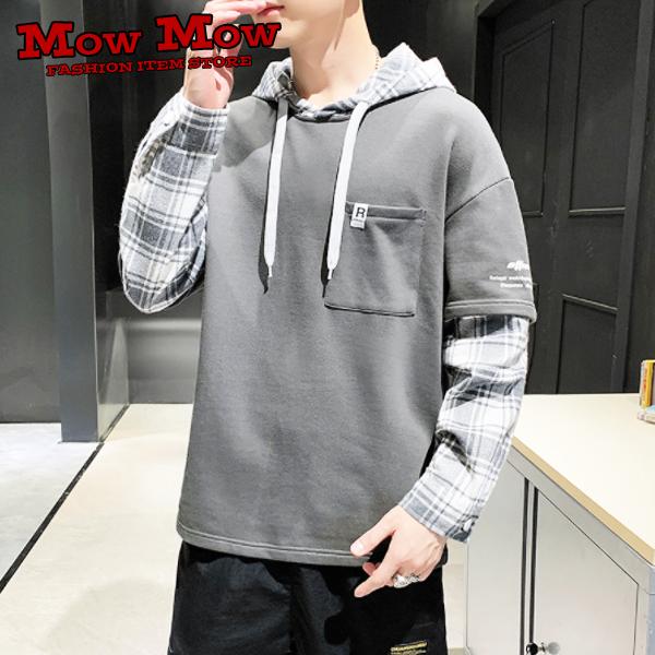 パーカー メンズ 40代 30代 代 男女兼用 ペアルック 長袖 チェック プルオーバー フェイクレイヤード アメカジ フード Men Pk0001 Men Pk0001 Mowmow G 通販 Yahoo ショッピング