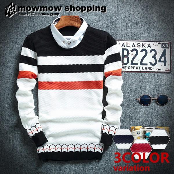 メンズ 薄手ニット セーター クルーネック お兄系 Ta Sonit0007 オンラインショッピング