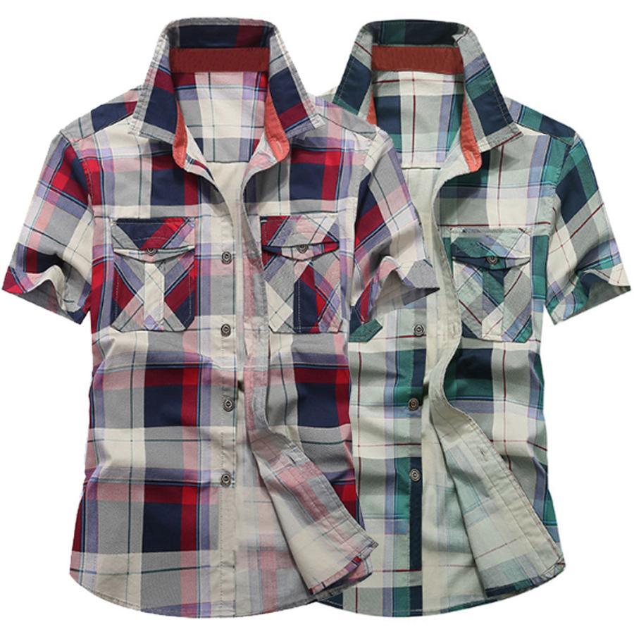 カジュアルシャツ ワークシャツ シャツ メンズ 半袖 チェックシャツ 開襟シャツ ファッション ボタンダウン お兄系 B系 さわやか系 Ta Sysmix0005 Mowmow G 通販 Yahoo ショッピング