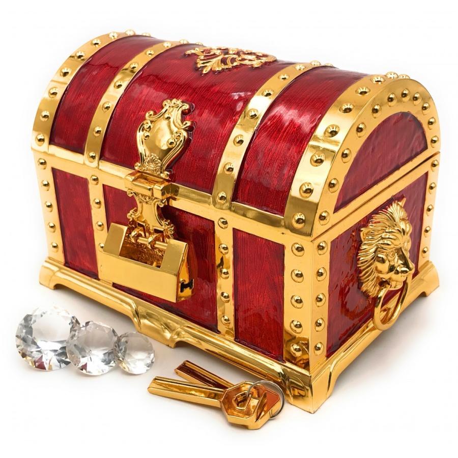 まるで海賊の宝箱 大サイズ 赤色 レトロな鍵と水晶ダイヤ3種付き アンティーク 宝石箱 ジュエリーボックス 小物入れ プレゼント ドラクエ 宝箱 宝石 Housekibako11 Mozura貿易ヤフー店 通販 Yahoo ショッピング