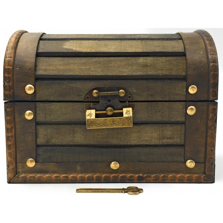 アンティーク・レトロな海賊の宝箱（木箱、収納箱、小物入れ） 小 