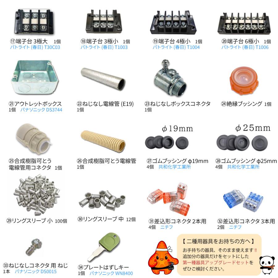 第一種 電気工事士 技能試験セット 電線2回分+器具 モズシリーズ 電線 