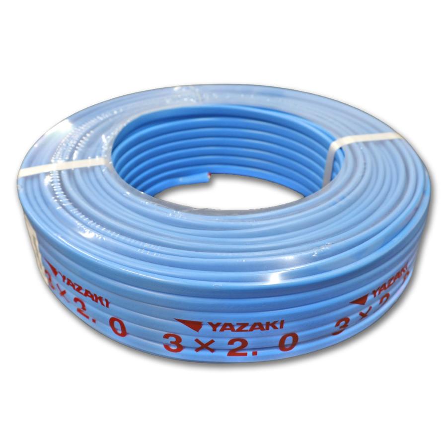電線 VVF2.0mm×3芯 被覆 青色 VVF ケーブル 100m 3芯 新品 2025年製