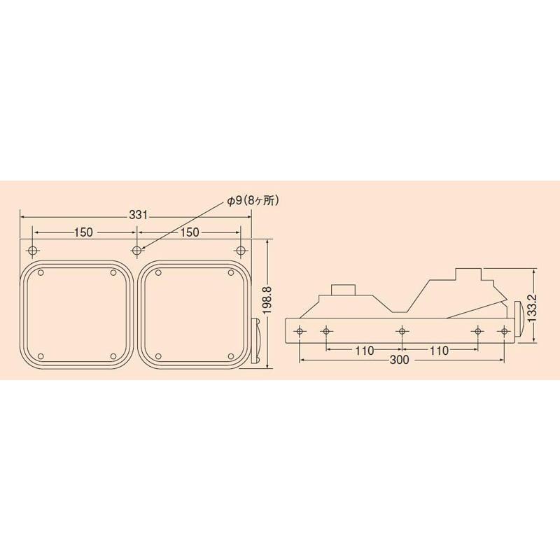 Koito 2連　ノーマルターン左（助手席側）4t 10t対応 KOITO トラック・産業車両用リアコンビネーションランプ 2連タイプ