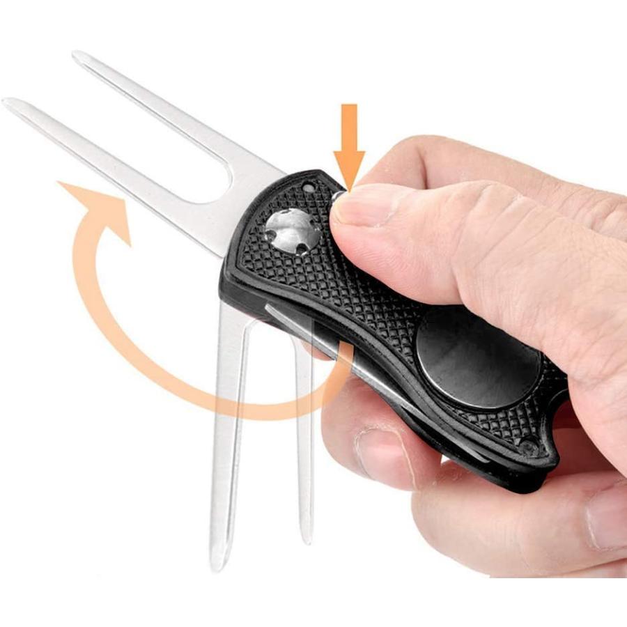 グリーンフォーク ゴルフフォーク マーカー付き 折りたたみ式 グリーン