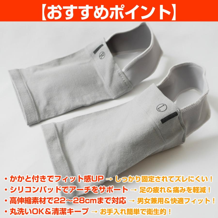 足裏サポーター 扁平足サポーター かかとあり 2個セット 足底筋膜炎 アーチサポーター グレー 両足用 |  | 06