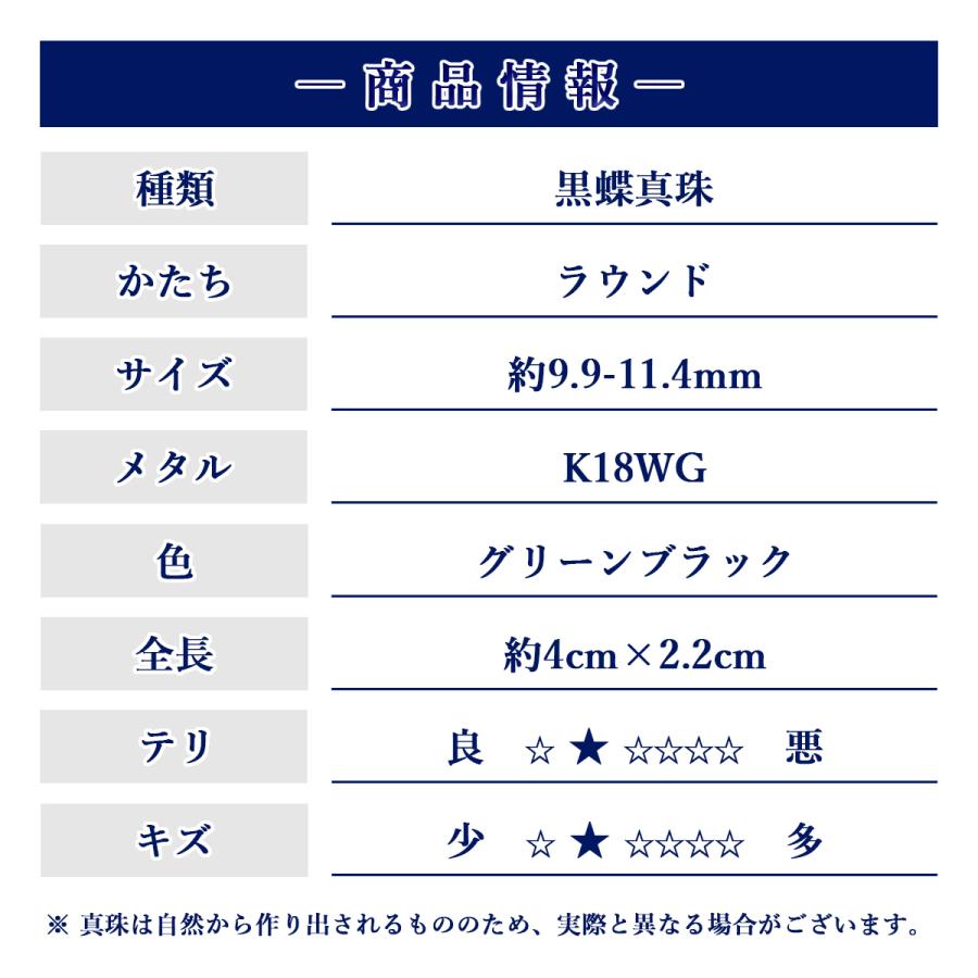 黒蝶真珠ブローチ　約9.9-11.4mm　ラウンド　K18WG　py-b-001　パール 真珠 ギフト｜mpo｜05