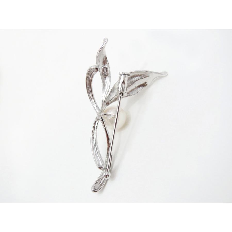 SVアコヤ真珠ブローチ y-b-067 締めのワンポイントにモダンブローチ♪SVアコヤ真珠ブローチ y-b