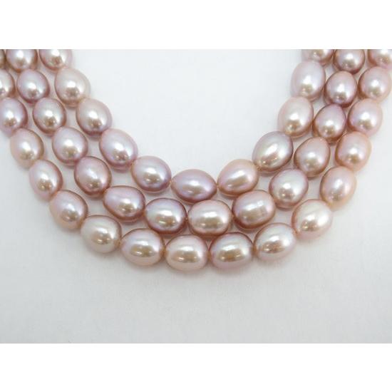 艶やかな希少天然パープル色、SV淡水パールオーバルロングネックレス