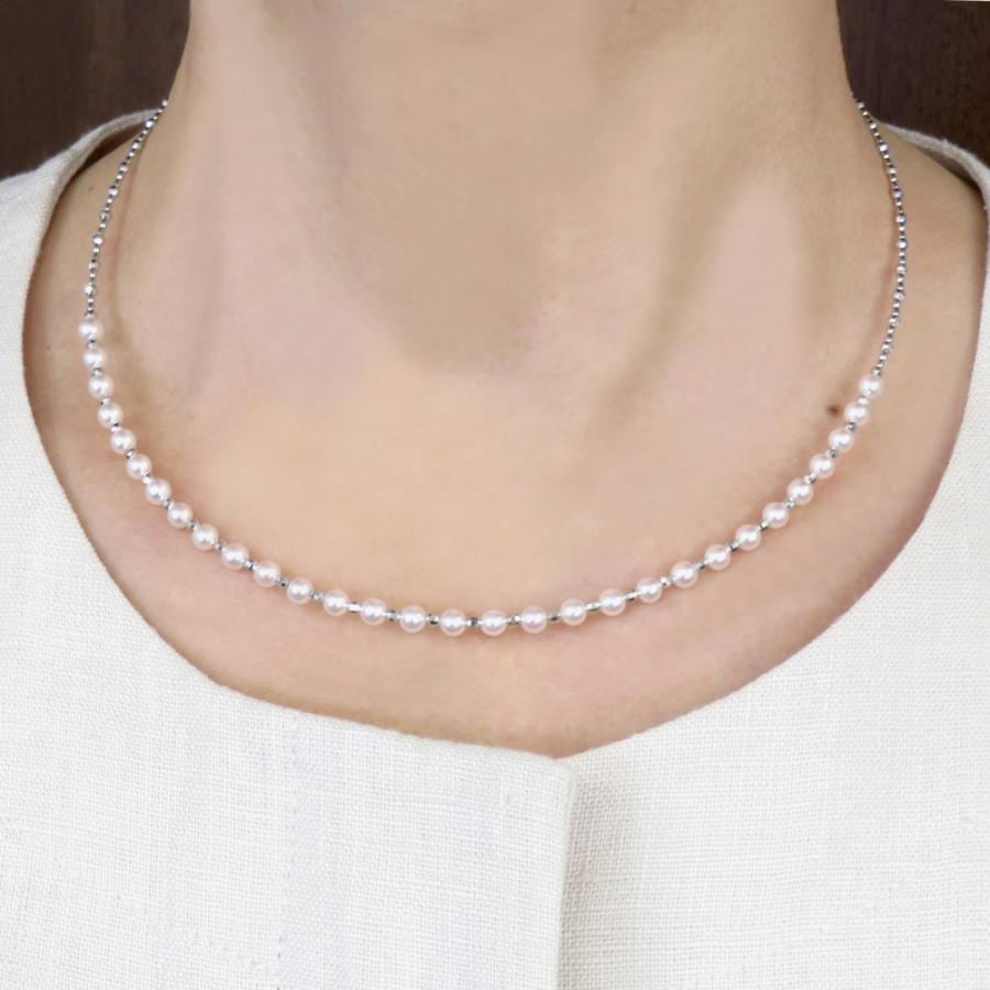 アコヤ真珠 ベビーパールデザインネックレス 約3.5-4.0mm K18WG y-n