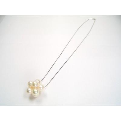 あこや真珠ペンダントネックレス 7.5mm シルバー 41cm ピンクホワイト