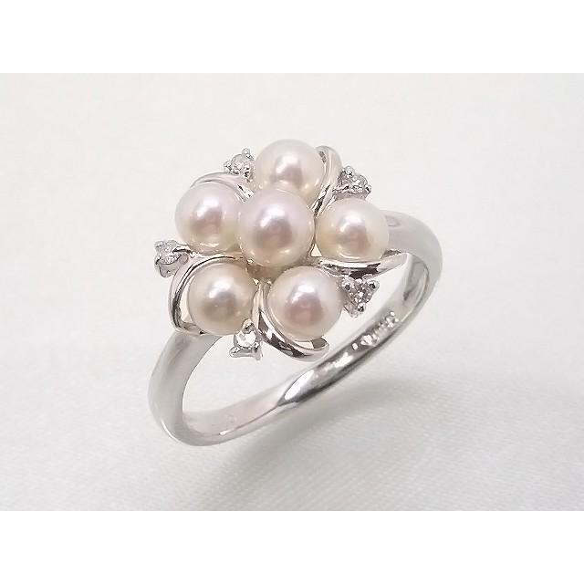 アコヤベビーパール ダイヤ入りホワイトゴールドリング K18WG 0.05ct 