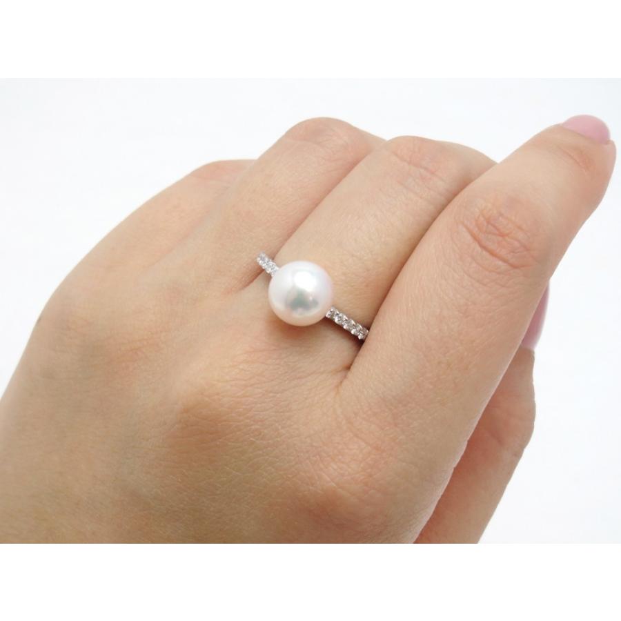 ダイヤモンド×パール 花珠級 アコヤ真珠 リング Pt900 8.5mm