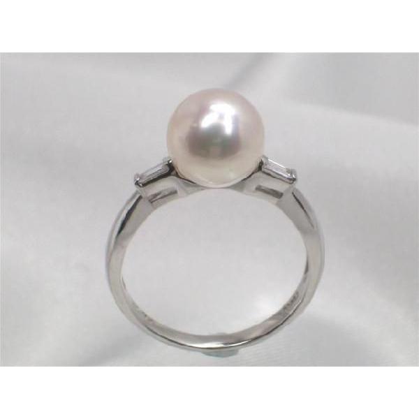Pearl Pt高級花珠アコヤ真珠ダイヤ入りリング ダイヤ0.07ct : 三重県 
