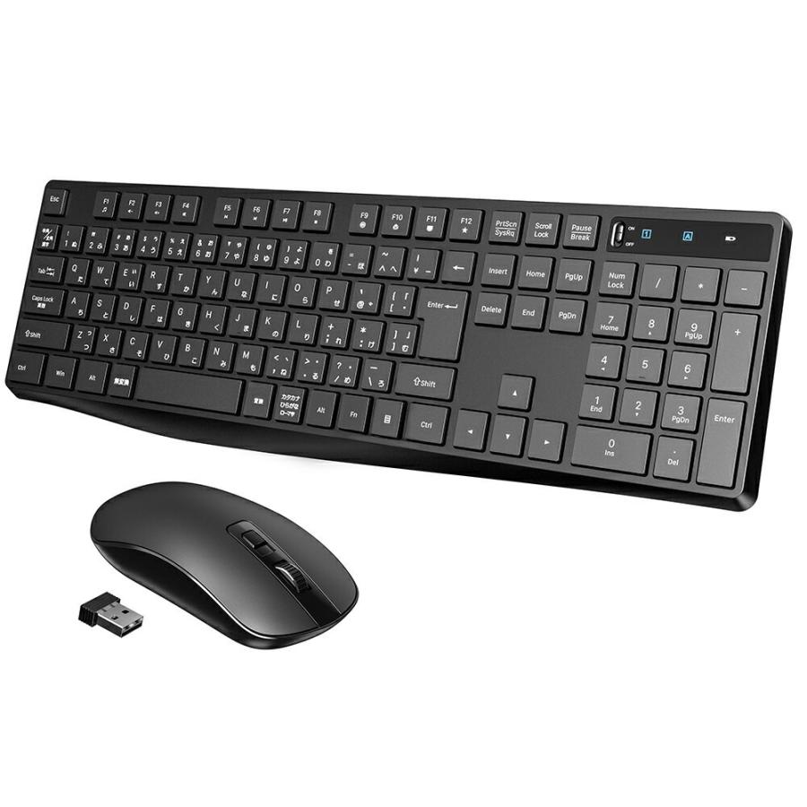 Victsing ワイヤレス 売れ筋 キーボード マウス セット 無線 小型ワイヤレスキーボード ワイヤレスマウス キーボードセット コンパクト 静音 マウスセット