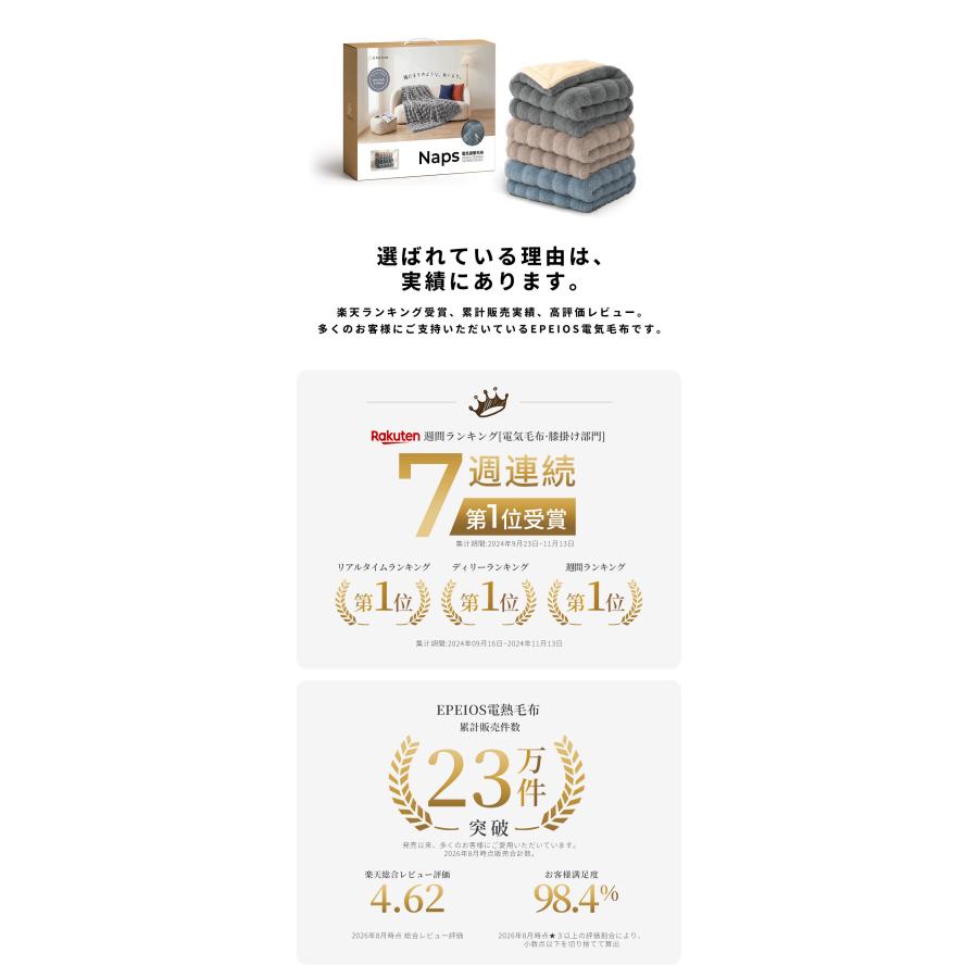EPEIOS（エペイオス） 【クーポンで最安7120円】雑誌掲載 電気毛布