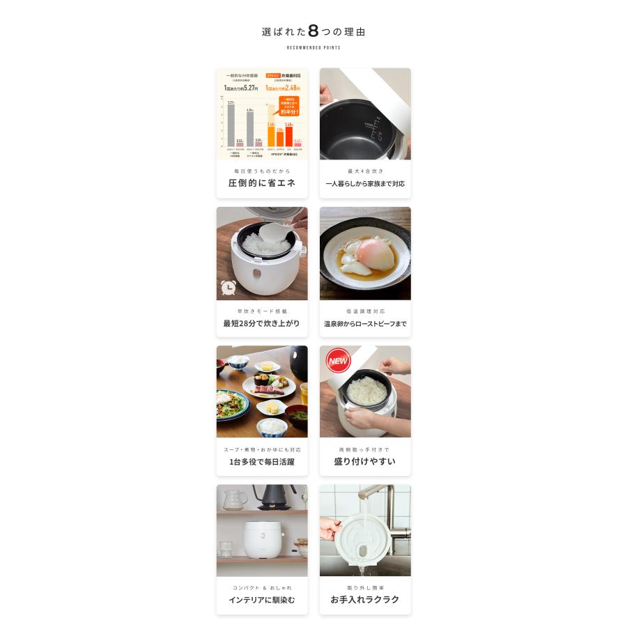 EPEIOS（エペイオス） 炊飯器 3合 4合炊き 一人暮らし 二人暮らし 早