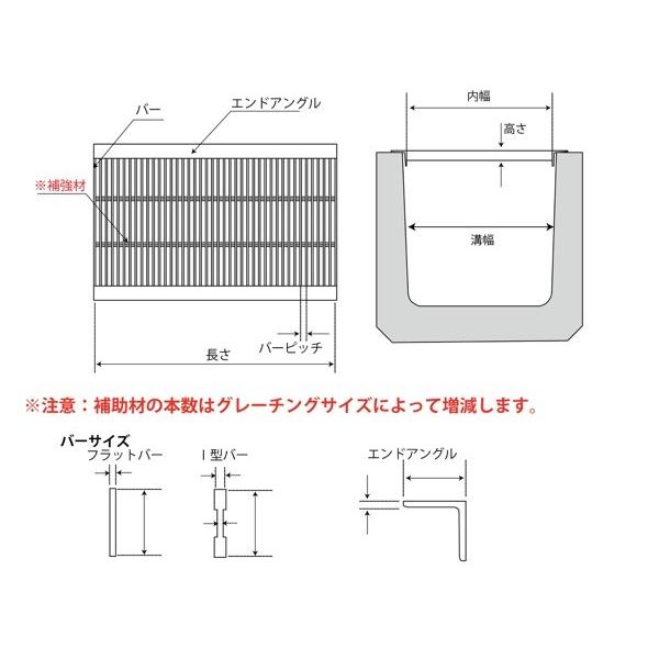 細目プレーン溝蓋グレーチング　U字溝用　溝幅450mm　スチール　返品不可　納期約10営業日　OKU-P5　内幅440x長さ995x高さ44mm　受注製作品　45-44　キャンセル不可