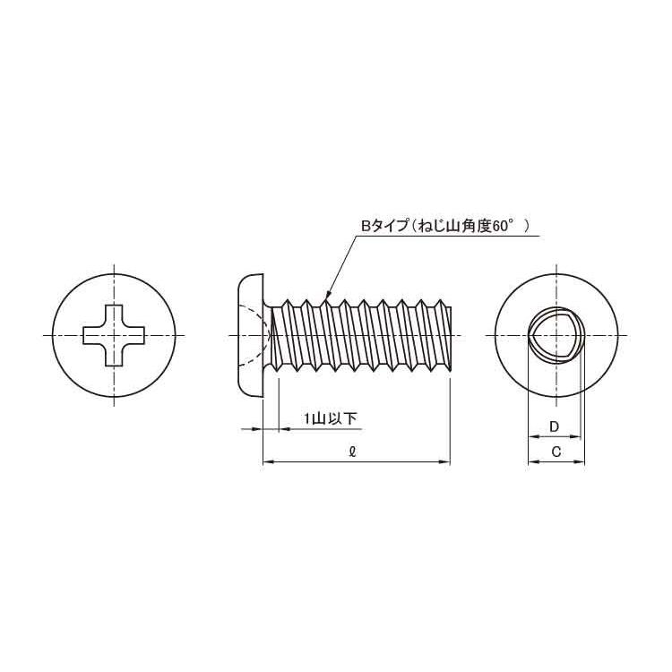 ＃０−３（＋）Ｂタイナベ　表面処理(三価ホワイト（白）)　規格(1.6X5.0)　入数(10000)