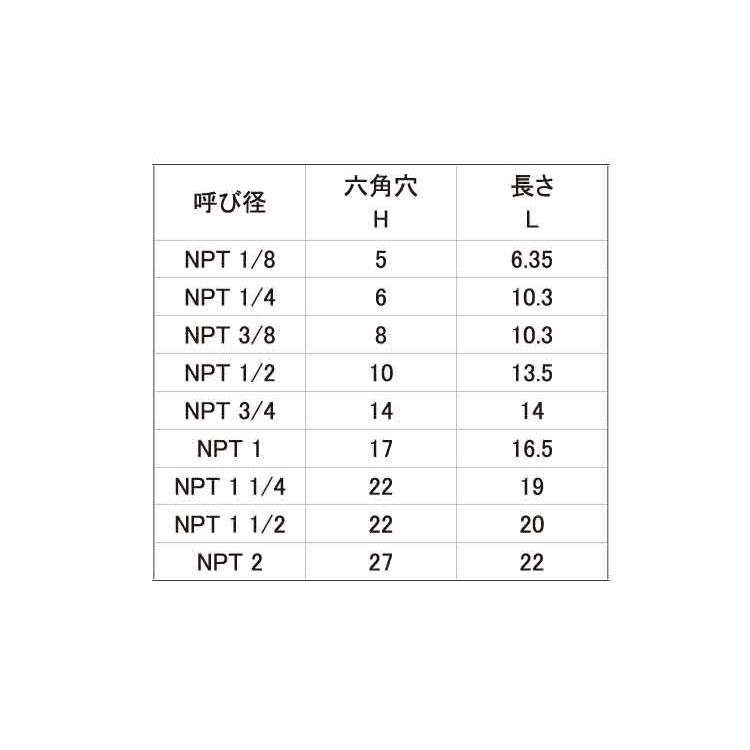 SUSプラグ(シズミ　材質(ステンレス)　規格(NPT1　2)　入数(100)